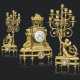 Beurdeley, Alfred. A FRENCH TOLE AND JASPERWARE-MOUNTED ORMOLU THREE-PIECE CLOC... - фото 1