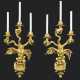 A PAIR OF FRENCH ORMOLU THREE-LIGHT WALL-APPLIQUES - photo 1