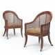 A PAIR OF REGENCY MAHOGANY AND CANED BERGERES - фото 1