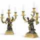 A PAIR OF RESTAURATION ORMOLU AND PATINATED-BRONZE THREE-LIG... - Foto 1