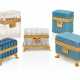 A GROUP OF FIVE CHARLES X ORMOLU-MOUNTED OPALINE GLASS BOXES... - фото 1