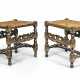 A PAIR OF WILLIAM & MARY BLACK AND GILT-JAPANNED STOOLS - фото 1