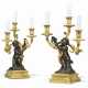 A PAIR OF FRENCH ORMOLU AND PATINATED-BRONZE THREE-LIGHT CAN... - фото 1