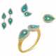 Cartier. RETRO TURQUOISE AND DIAMOND BANGLE, BROOCH AND EARRING SUITE... - Foto 1