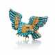 MID 19TH CENTURY TURQUOISE COBURG EAGLE BROOCH - photo 1