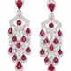 Graff. NO RESERVE - GOLD, RUBY AND DIAMOND CHANDELIER EARRINGS, GRAFF - Foto 1