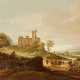 Schalcke, Cornelis Symonsz. van der. Italianisiernde Landschaft mit Reisenden vor einer alten Burganlage - Foto 1