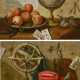Lazzari, Sebastiano. Zwei Gemälde: Trompe l'oeil mit Globus, Früchten und Spielkarten; Trompe l'oeil mit Früchten, Armillarsphäre, Schlüssel - Foto 1