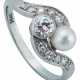 Belle Époque Toi-et-Moi Ring mit Orientperle und Diamanten - photo 1
