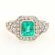 Eleganter Damenring mit Smaragd + Diamanten, - photo 1