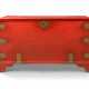 AN INDO-PORTUGUESE BRASS-MOUNTED AND RED-LACQUERED TEAK CHEST - фото 1