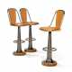A SET OF THREE NICKEL-PLATED AND OAK 'YACHT BAR STOOLS' - photo 1
