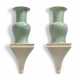 A PAIR OF CHINESE CRACKLE-GLAZED CELADON VASES ON BRACKETS - фото 1