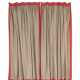 A PAIR OF OATMEAL 'VOLGA' LINEN AND PINK VELVET-EDGED CURTAINS - фото 1