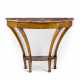 A CONTINENTAL BRASS-MOUNTED FRUITWOOD DEMI-LUNE SIDE TABLE - photo 1