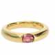 Ring: massiver, klassischer Bandring mit pinkem Farbstein, vermutlich Turmalin - Foto 1