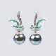 Paar Tahiti-Perlen-Ohrringe mit Brillanten und Smaragden - Foto 1