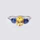 Ring mit gelbem Saphir und Iolith-Herzen - Foto 1
