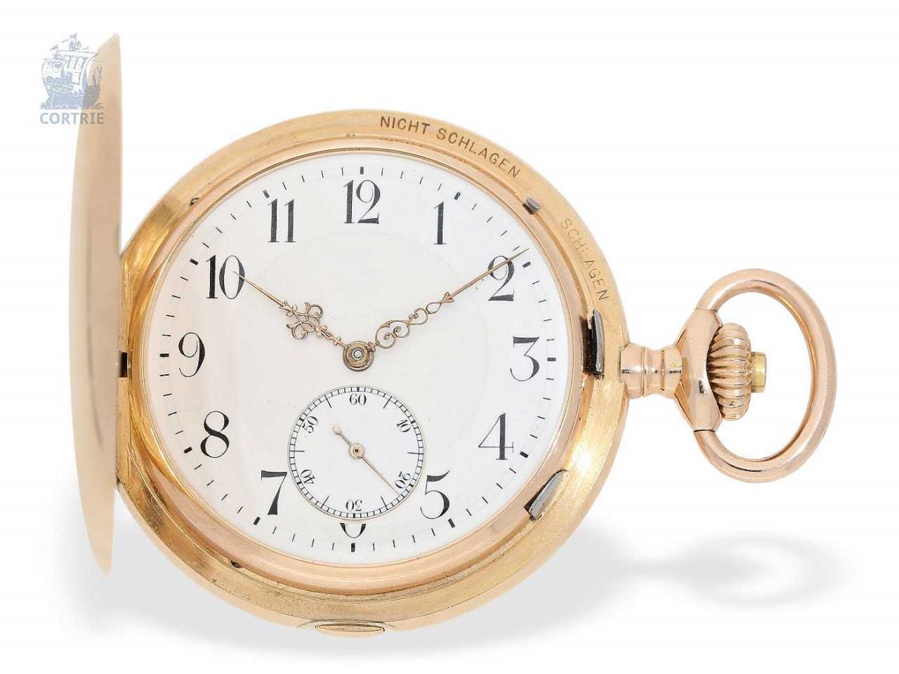 Auktion Taschenuhr: hochkomplizierte Goldsavonnette mit Minutenrepetition Carillon "Trip ...