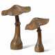 TWO OVERSIZED CARVED FRUITWOOD MUSHROOMS - photo 1