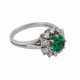 Ring mit grünem Turmalin und 10 Brillanten, zusammen ca. 0,2 ct, - Foto 1
