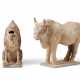 TWO PAINTED POTTERY FIGURES OF ANIMALS - Foto 1