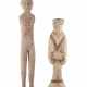 TWO PAINTED POTTERY FIGURES OF A MAN AND A LADY - фото 1