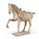A LARGE PAINTED POTTERY FIGURE OF A HORSE - фото 1