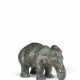 A SMALL ARCHAISTIC SILVER-INLAID BRONZE FIGURE OF AN ELEPHANT - photo 1