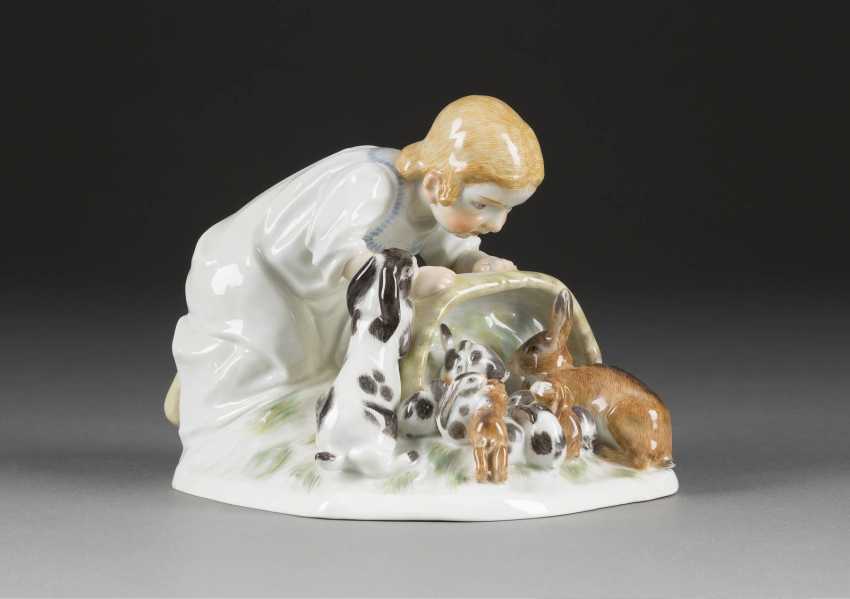 MAX BOCHMANN Meissen 1874 - 1942 CHILD WITH RABBIT — buy at online ...