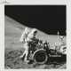 Views at the lunar-science station: David Scott at the Rover; human tracks; a photograph and other “souvenirs” left on the Moon; Hadley Base, July 26-August 7, 1971, EVA 3 - фото 1