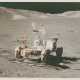 The Lunar Rover; lunarscapes during sunny traverse from station 7; the exotic boulder and geological investigations; Rover tracks, station 8, December 7-19, 1972, EVA 3 - photo 1