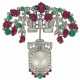 Cartier. ART DECO RUBY, EMERALD, DIAMOND AND NATURAL PEARL JABOT-BROO... - Foto 1