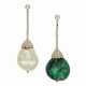 EMERALD, BAROQUE CULTURED PEARL AND DIAMOND EARRINGS - фото 1