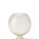 Seguso Vetri d'Arte. Globular vase in colorless and lattimo reticello blown glass - photo 1