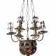 Umberto Bellotto. Six-light cesendello chandelier in wrought iron and embossed iron sheet - фото 1
