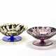 Lot of two stands in blue / pagliesco and amethyst glass respectively, hand painted - фото 1