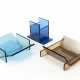 Ettore Sottsass. Lot consisting of three centerpieces in blue, light blue and orange transparent glass - photo 1