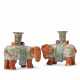 A PAIR OF 'CANTON FAMILLE ROSE' ELEPHANT CANDLEHOLDERS - photo 1