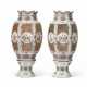 A PAIR OF FAMILLE ROSE HEXAGONAL LANTERNS ON STANDS - photo 1