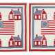 A PAIR OF APPLIQUE SCHOOLHOUSE QUILTS WITH FLAG CENTERS - Foto 1