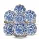 A SET OF NINETEEN CHINESE MOLDED BLUE AND WHITE 'LOTUS' DISHES - фото 1