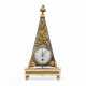 A LATE LOUIS XVI ORMOLU-MOUNTED VEINED GREY MARBLE AND WHITE MARBLE MANTEL CLOCK - фото 1