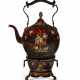 A GEORGE III BROWN AND POLYCHOME-PAINTED TOLE PEINTE HOT WATER URN AND BRAZIER - photo 1