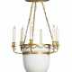 AN EMPIRE ORMOLU AND FROSTED GLASS SIX-LIGHT CHANDELIER - фото 1