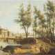 GIOVANNI BATTISTA CIMAROLI (ATTR.) C. 1687 Salò (Gardasee) - C. 1753 Venedig (?) NORDITALIENISCHE FLUSSLANDSCHAFT MIT REISENDEN - Foto 1