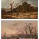Zwei Gemälde: Herbst- und Winterlandschaft - Foto 1