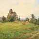 LOUIS AUGUSTE LAINÉ 1868 Triel - ? (tätig in Frankreich) Dorflandschaft mit kleiner Kathedrale - Foto 1