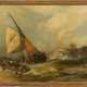 CHARLES HOGUET 1821 Berlin - 1870 ebenda Anlandende Boote bei stürmischer See vor einer Mole - фото 1