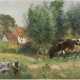 HEINRICH WETTIG 1875 Bremen - nach 1938 / tätig in Düsseldorf 'Abendsonne' (Landschaft mit Kuh) - Foto 1